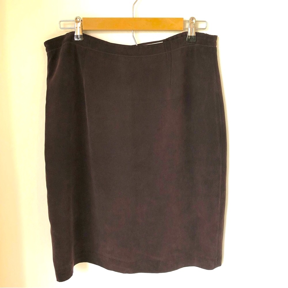 Vintage Chaus 100% Silk Brown Skirt Women’s 14 Lined A-Line - Picture 4 of 12